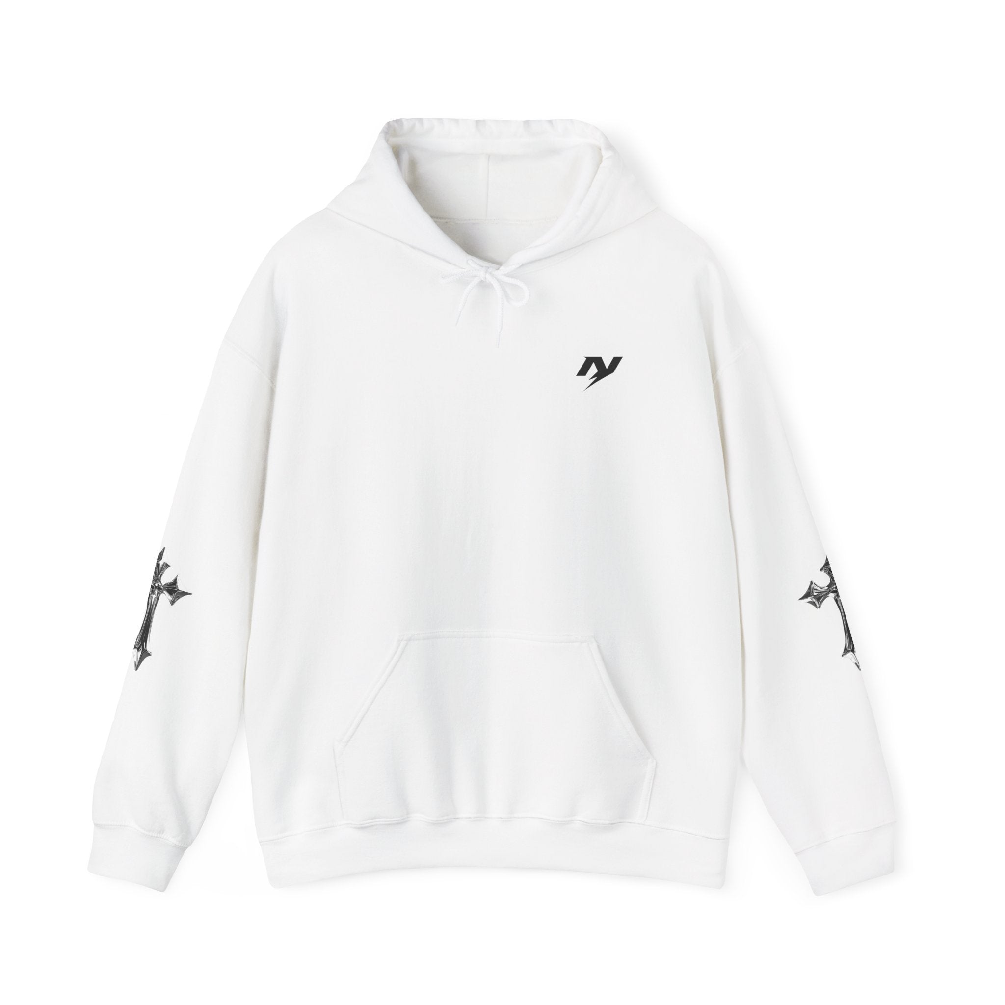 Butterfly Cross Hoodie — Monochrome Gothic Butterfly Sweatshirt