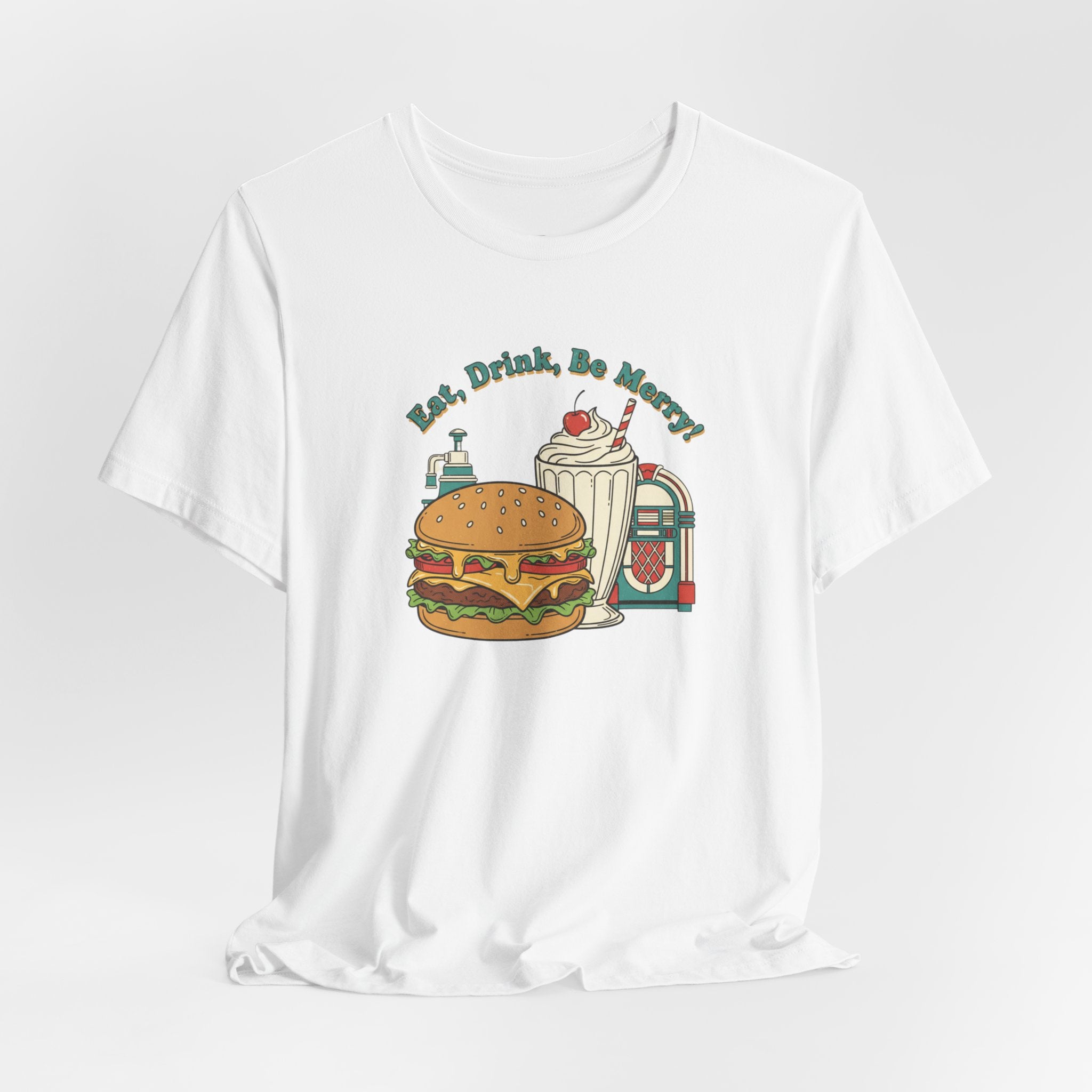 Retro Diner Burger & Jukebox Tee | Vintage Americana, Neon Sign Shirt