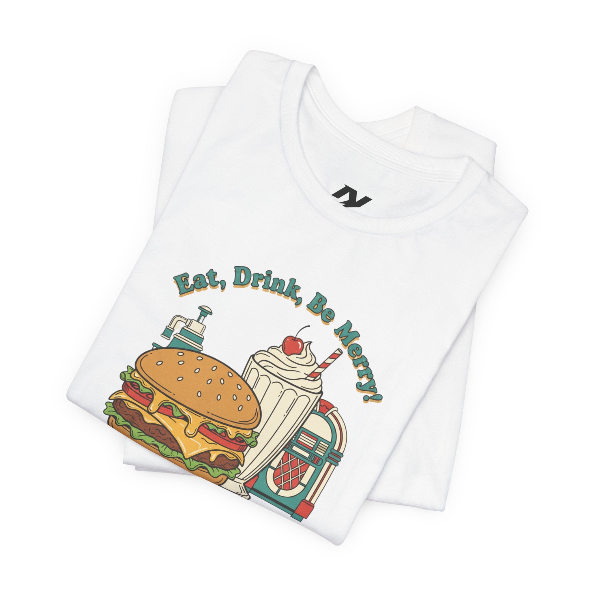 Retro Diner Burger & Jukebox Tee | Vintage Americana, Neon Sign Shirt
