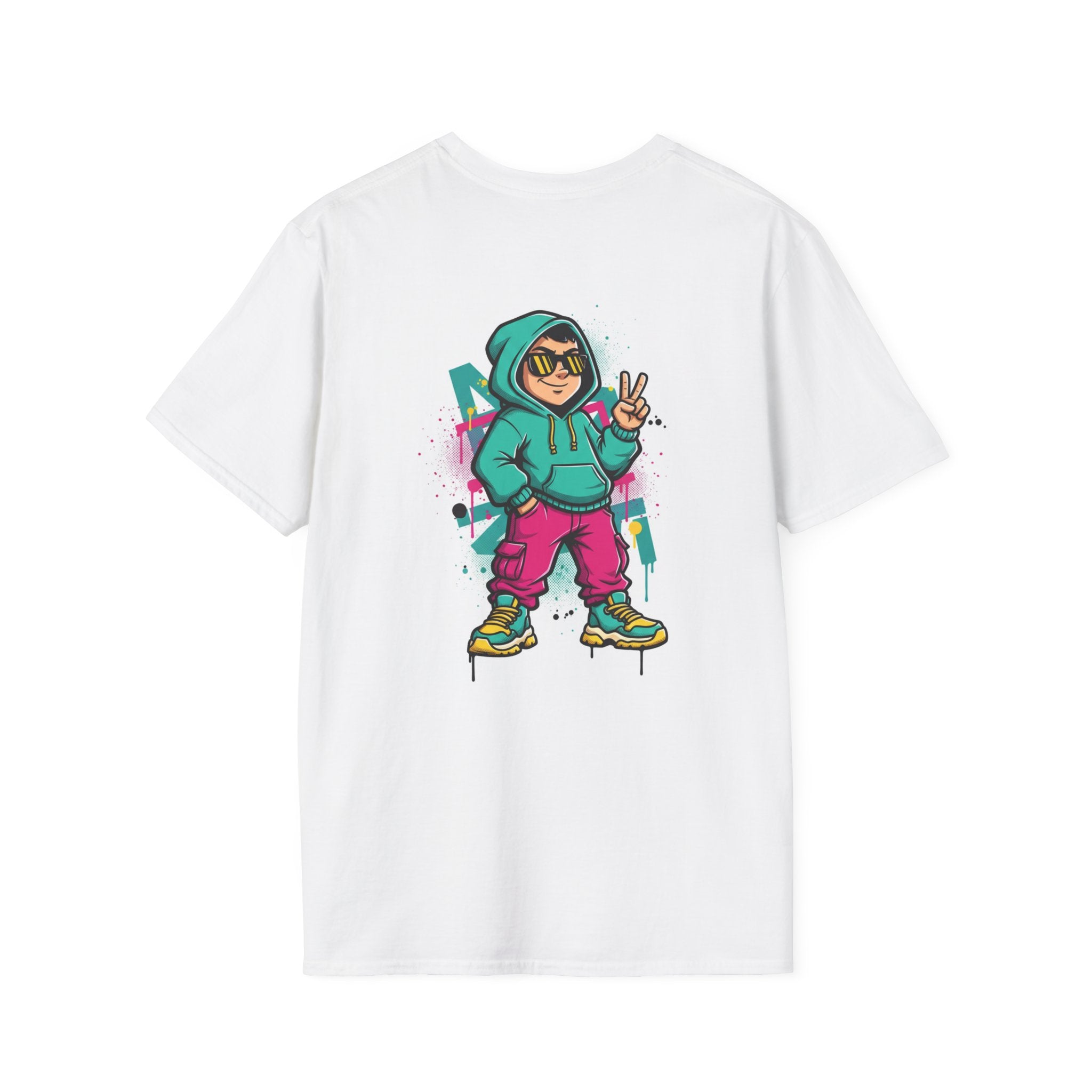 Street Skate Cartoon T-Shirt — Peace Sign Skateboarder Graphic Tee