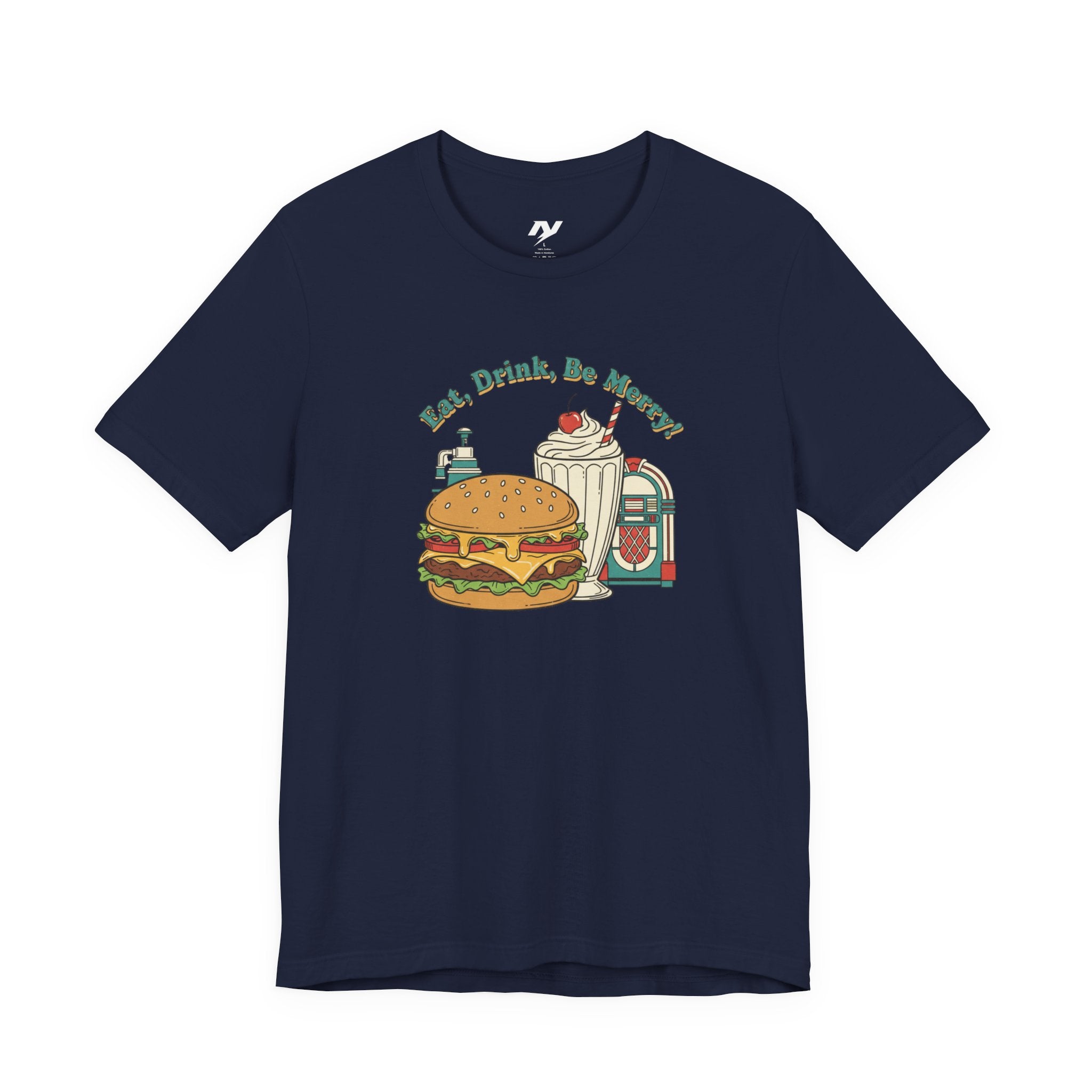 Retro Diner Burger & Jukebox Tee | Vintage Americana, Neon Sign Shirt