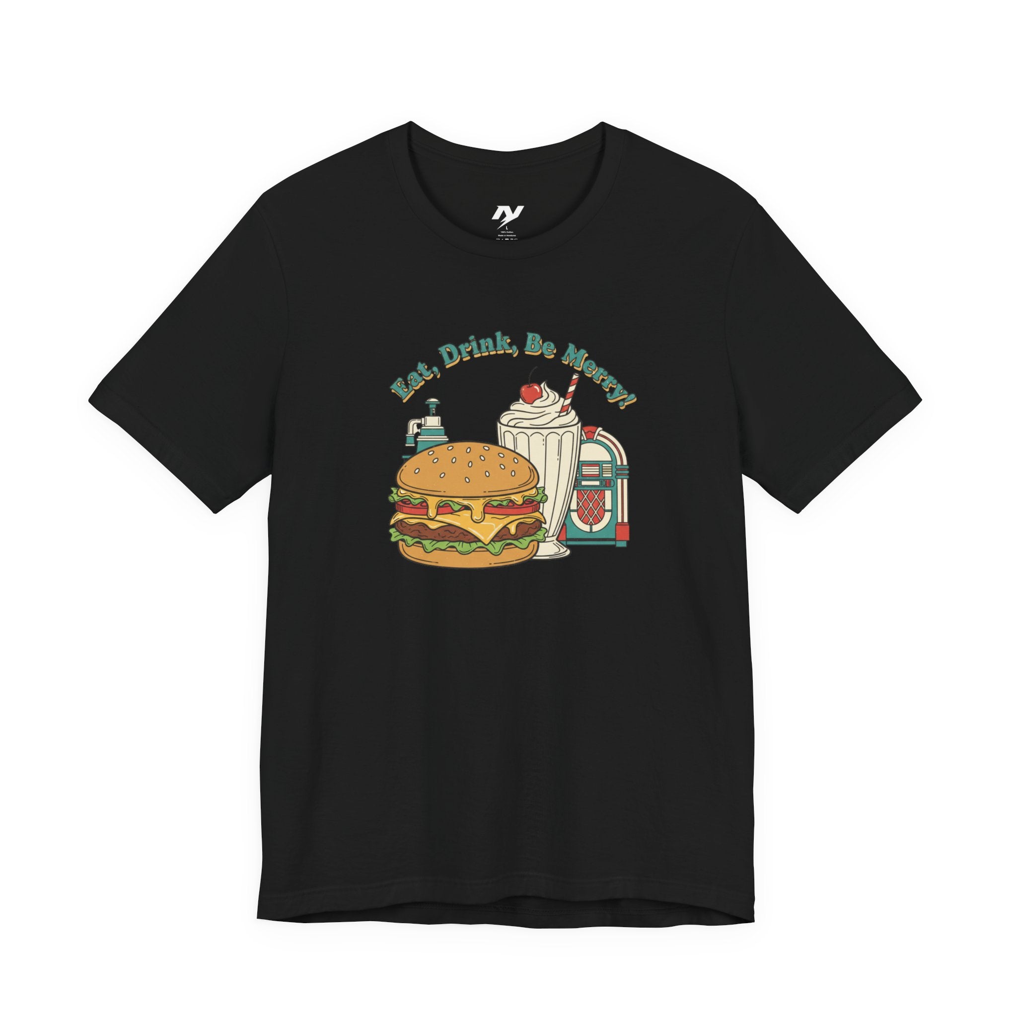 Retro Diner Burger & Jukebox Tee | Vintage Americana, Neon Sign Shirt